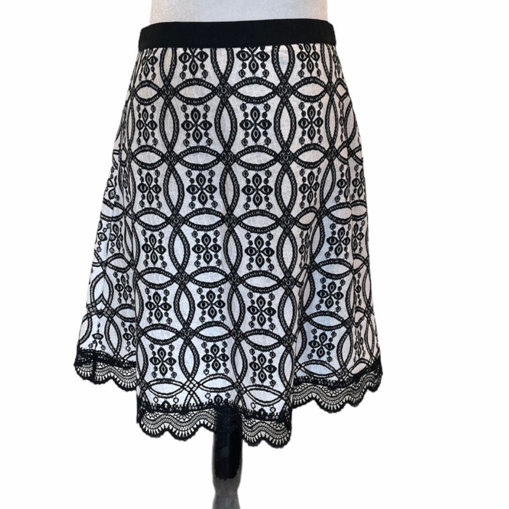 Isaac Mizrahi lace a line pull on cotton blend prairiecore modest skirt small
